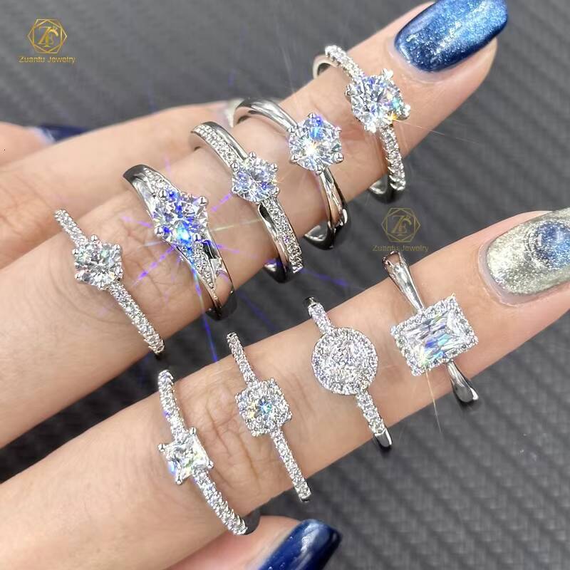 14k White Solid Gold 3 CT Round Brilliant Cut Def Color Moissanite Man Ring Hip Hop Luxury Jewelry