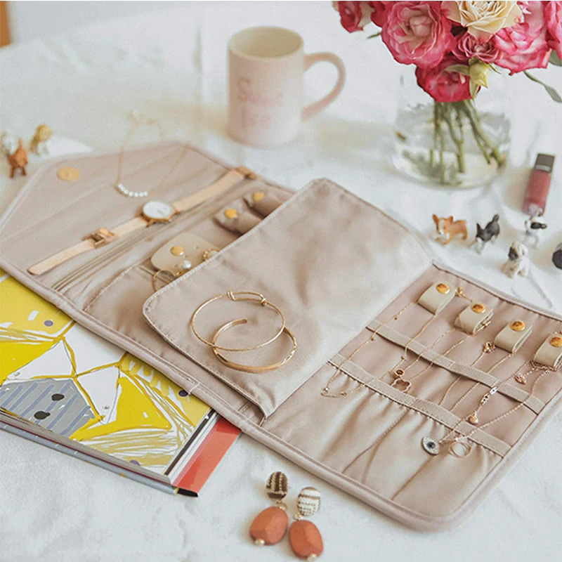 Foldable Fashion Portable Jewelry Bag Large Womens Travel Jewelry Roll Necklace Earring Ring Jewellery Display Storage Bag 250804