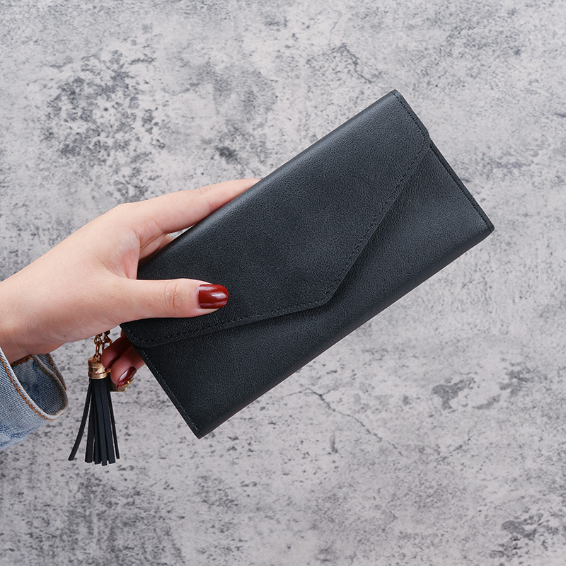 2025 bestselling womens long wallet minimalist stylish clutch largecapacity soft leather card holder with multiple card slots tassel