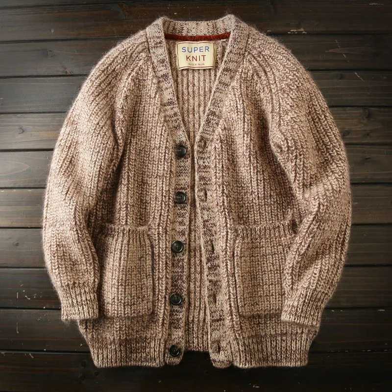 Vintage Heavy Weight Luxury Cardigan Sweater For Men Brand Knitted V-neck Top Autumn Winter Fashion Quality Thick Knitwear Coat XJ250805