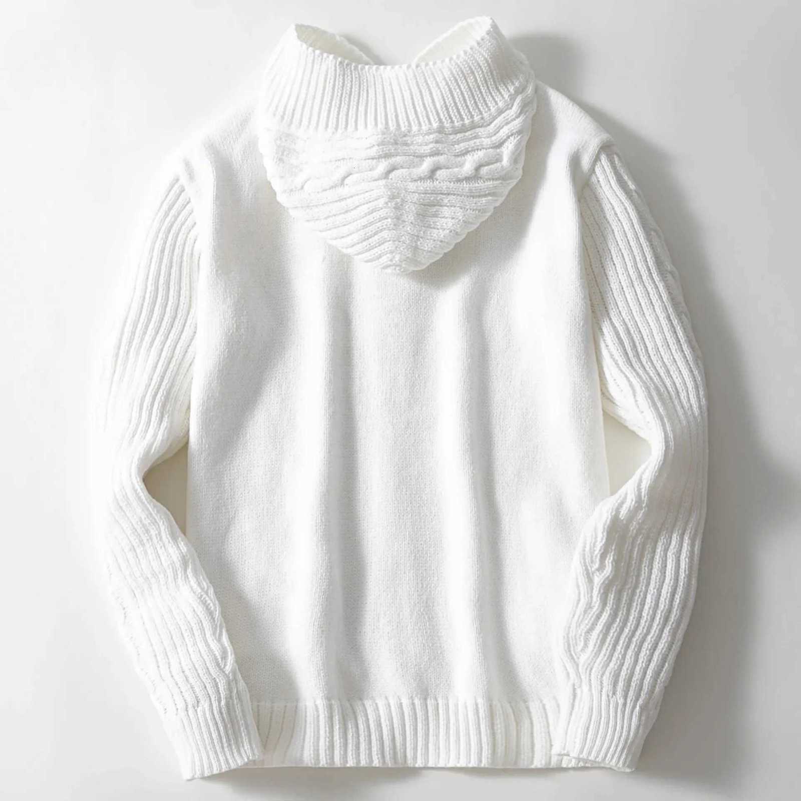 Men Cardigan Sweaters Hooded Coat Full Sleeve Solid Coats Casual Loose Outerwear Splice Open Stitch Autumn Winter 2024 XJ250805