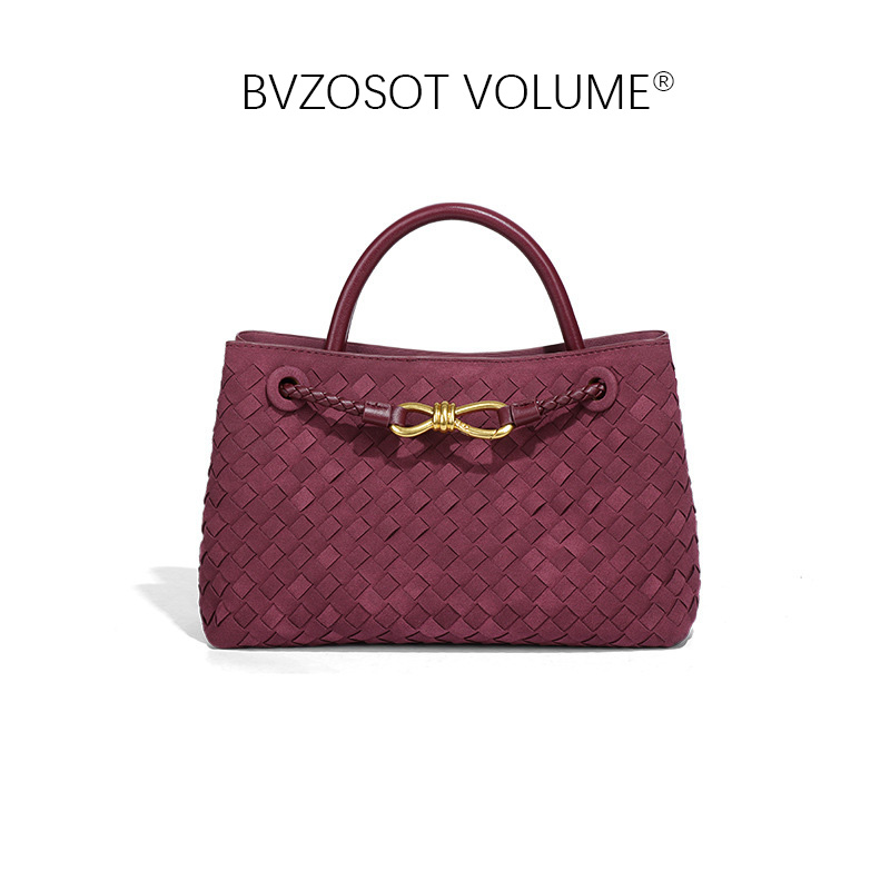 BVZOSOT VOLUME BVZOSOT VOLUME new European and American Fashion Matte Women's Handmade Braided Soft Leather Tote Bag Bucket Bag Handheld Single -