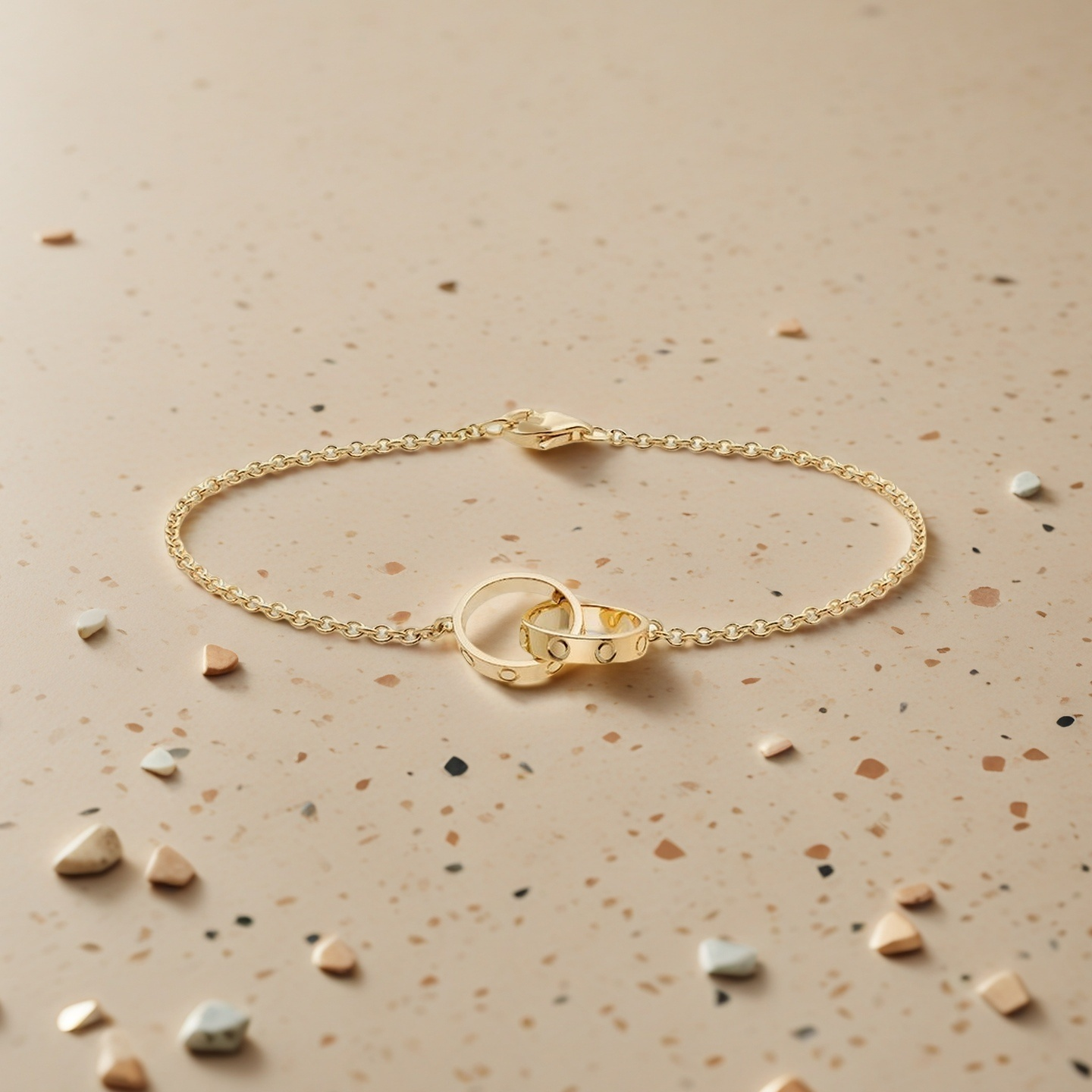 Designer Gold Silver Oval Double-Ring Crossed Charm Bracelets for Lover's Women Girls Ladies Titanium Steel Classic Design High Edition Gift Jewe