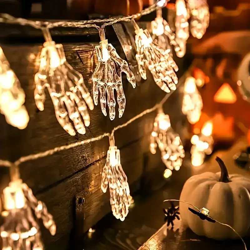 1PC Halloween LED Ghost Claw String Lights Horror Decoration Lamp Battery Powered Hanging Lights for Festive Party Haunted House XJ250804
