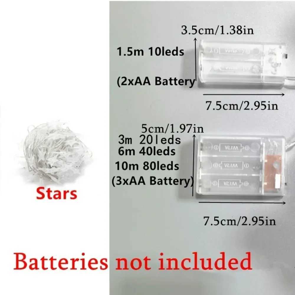 Wedding Garland Lamp LED Twinkle Star String Lights Battery Power Outdoor Garden Camping Party Christmas Bedroom Home Decoration XJ250804