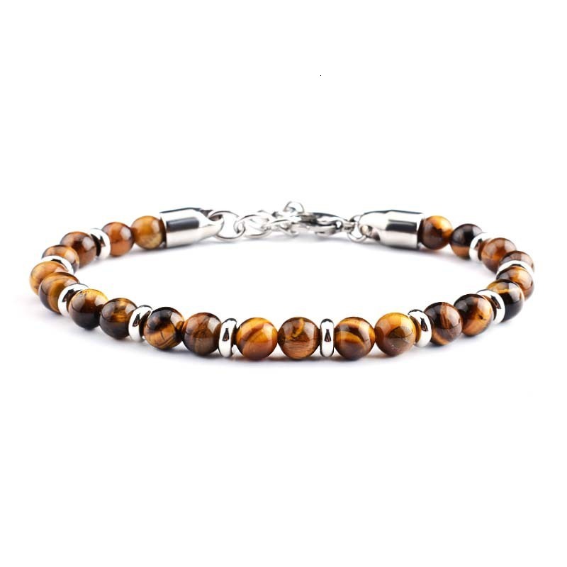 Charm Bracelets High Quality Black Faceted Agate Round Beads Stainless Steel Bracelet For Fashion Men's Jewelry 231009