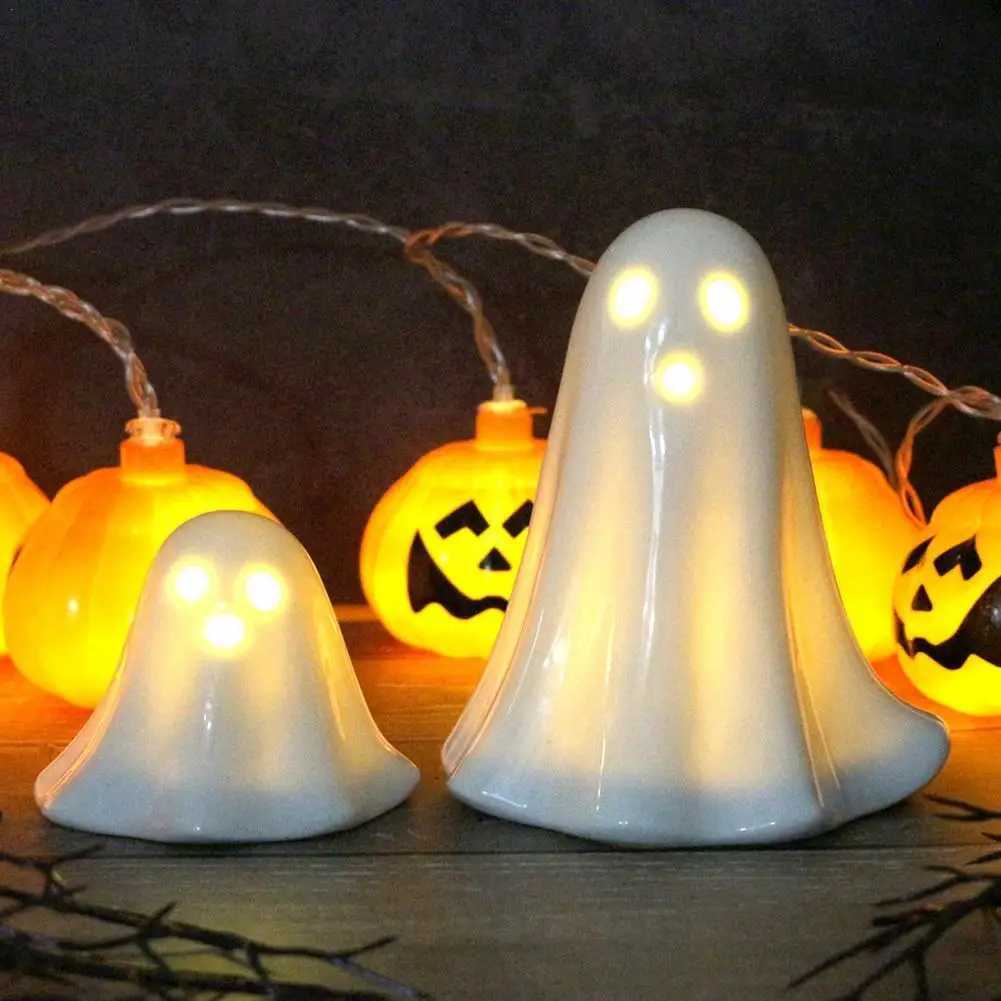 3Pcs Light Up Ghosts For Indoor Halloween Decorations Battery Powered White Mini Ghost Figurines With LED For Spooky Halloween XJ250804