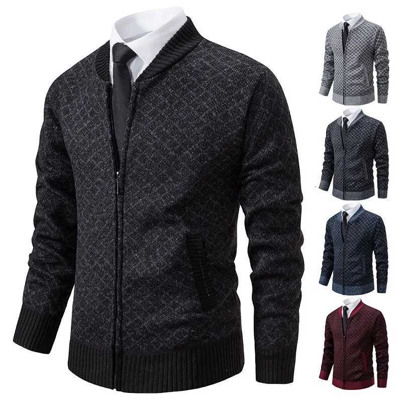 New Winter Sweater Men Cardigan Baseball Collar Casual Sport Zipper Jacket Coat Autumn Fleece Warm Clothes Knitted Coat XJ250805