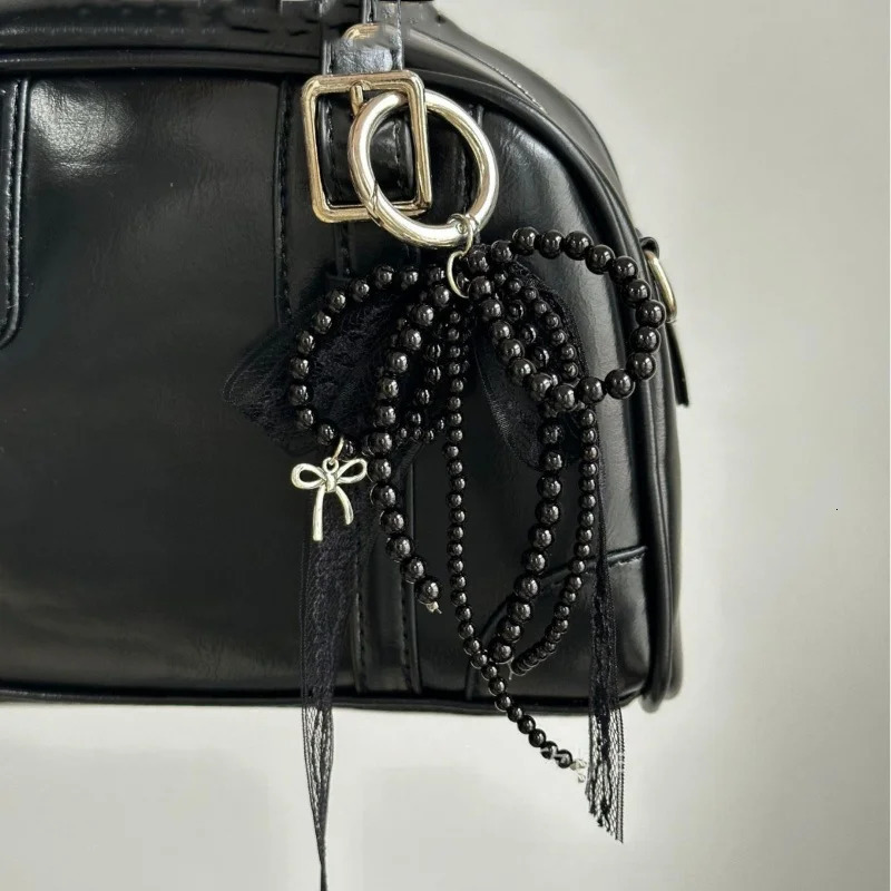 Imitation Pearls Lace Bowknot Keychain Sweet Beaded Pendant Keyring for Women Handbag and Backpack Key Chain Exquisite Ornament 250804