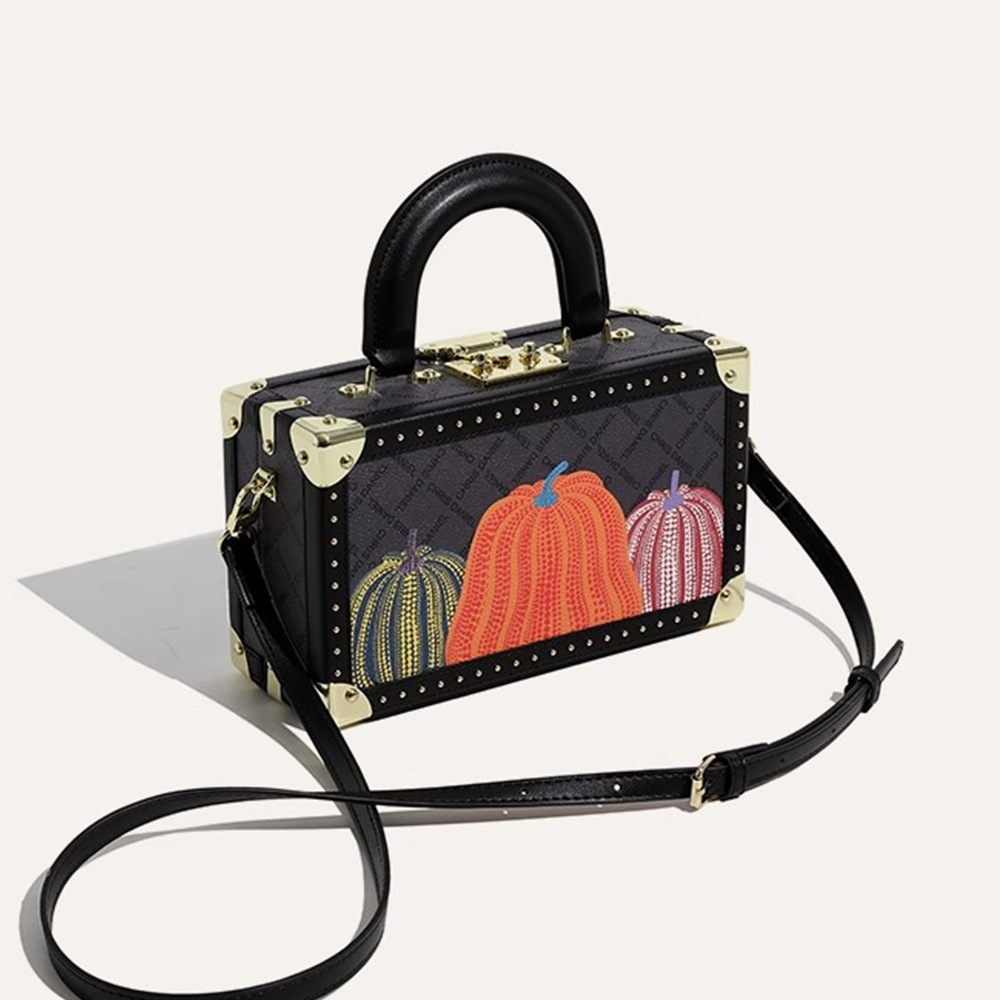 Free shipping, original design, 2025 new style Happy Pumpkin box bag, high-end fashion, set hard box, hand-held, shoulder crossbody bag, trendy