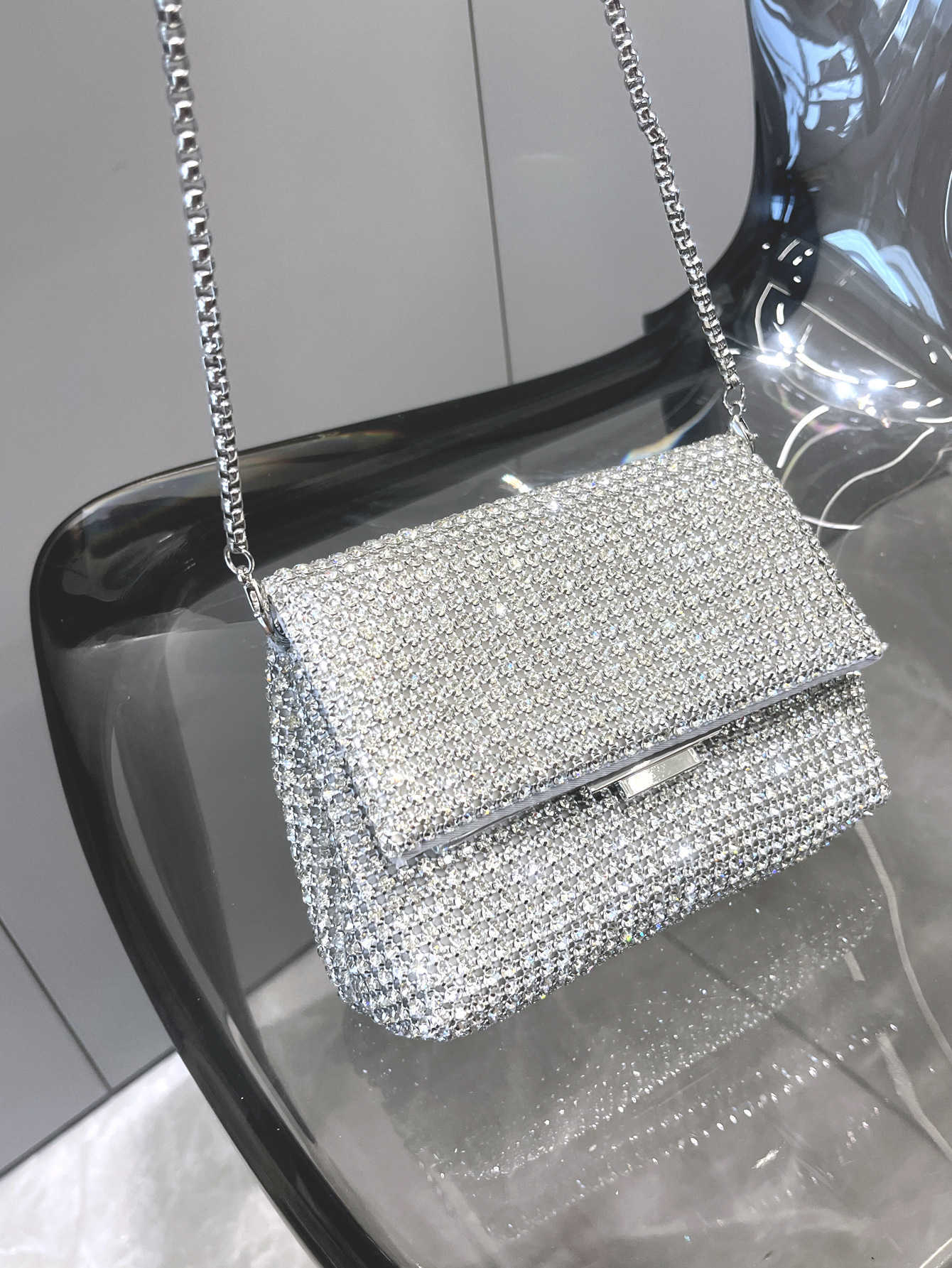 Crossbody bag designer bags Women's Bag 2024 New Rhinestone Single Shoulder Crossbody Bag Chain Square Bag 5cm King Rhinestone Small Bag