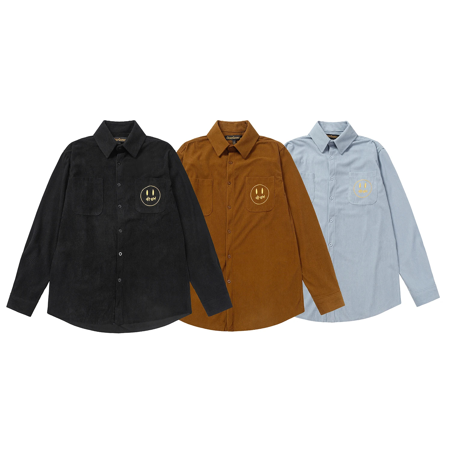 DREW HOUSE Smiling Embroidery logo Men's Clothing autumn and winter designer niche American retro loose denim jacket shirt