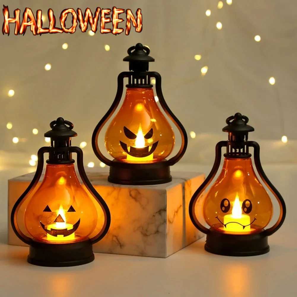 1pc Battery Powered Portable Horror Halloween Pumpkin Ghost Lantern for Bar Desktop Ornament Halloween Atmosphere Party Decor XJ250804