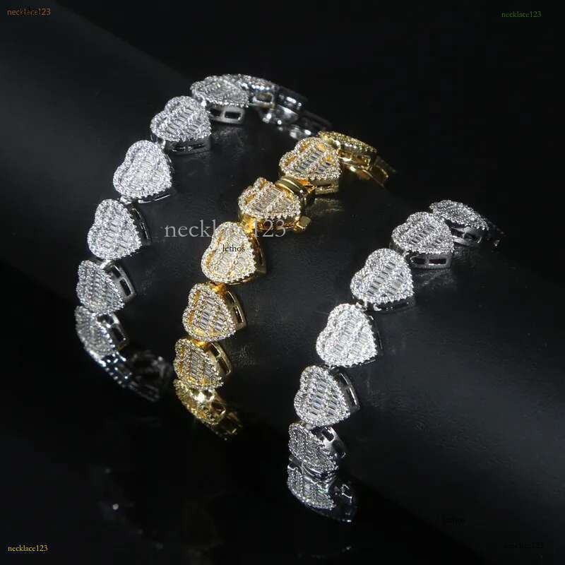 Luxury designer Heart-shaped tennis Bracelet Women's full Spread Ice Out VVS Moissanite Bracelet Hip Hop Jewelry Gift Free shipping