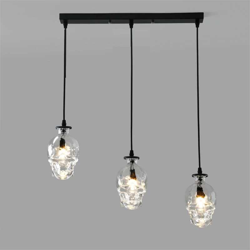 American Loft Retro Bar Pendant Lamp Skull Glass Wine Bottle LED Hanging Light Restaurant Coffee Shop Decoration Indoor LightingXJ250804