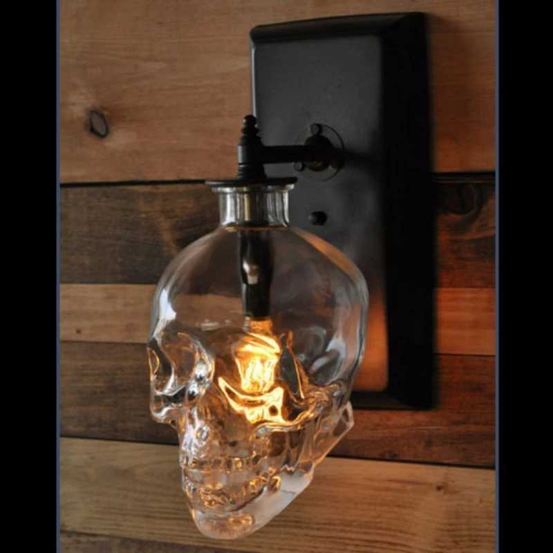Nordic Skull Shaped Lamp LED Modern Retro Creative Glass Skull Lights Home Decor Wall Bar Loft Skull LightingXJ250804