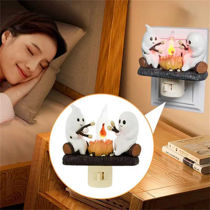 Ghost Campfire Flickering Halloween Night Light 3D LED Small Campfire Light For Indoor Halloween Decorations XJ250804