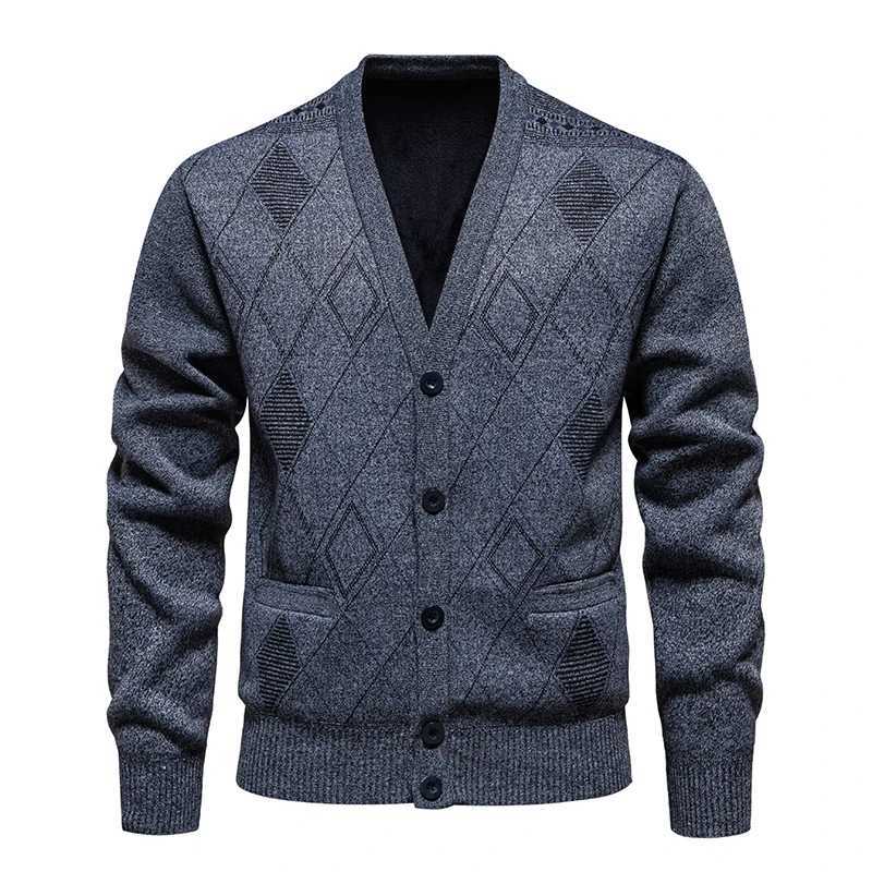 Mens Fleece Thick Cardigan Autumn Winter Knitted Sweaters Mens Cardigans Slim Fit Luxury Brand Cold Sweater Coat Jacket XJ250805