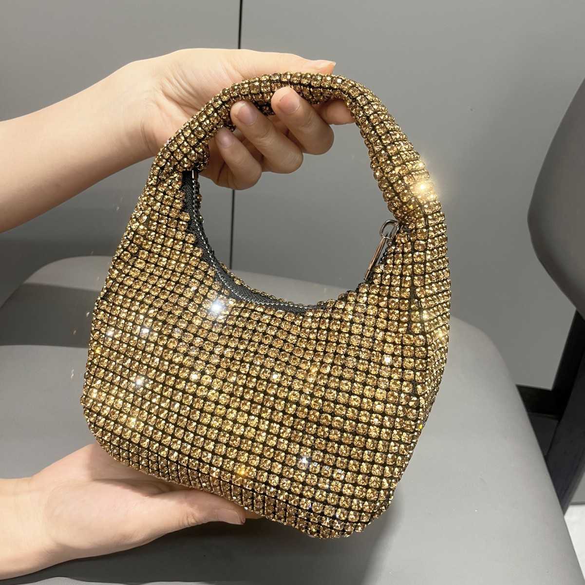 designer bag 2025 New Product AW Full Diamond Shiny Handbag Inlaid Diamond Evening Bag Small Square Bag Versatile Bag
