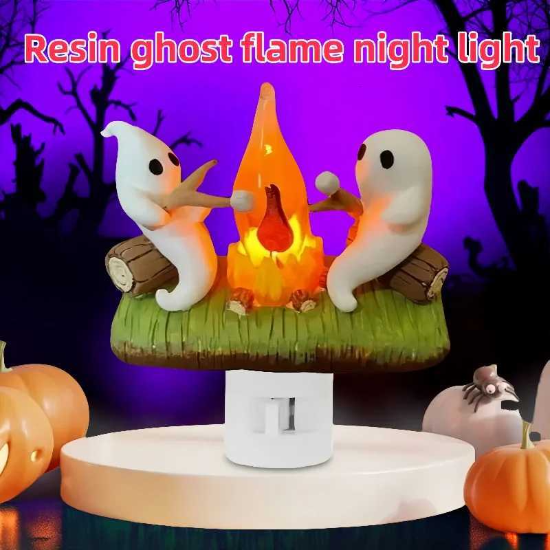 Ghost Flame Night Light for Home Childrens Room Background Decoration Creative Resin Craft Ornament Silent Plug-in Type XJ250804