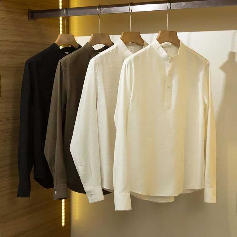 100% Cotton Shirt Man Japanese Style White Men Old Money Shirts Mens Fashion Cotton T-shirts Long Sleeve Streetwear Plaid Male Luxury XJ250805