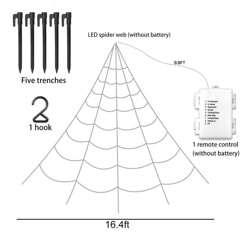 Halloween Spider Web Light Up Spider Web 8 Modes Spider Net Lights 250 LEDs Decorative Spiderweb Light for Garden Yard XJ250804