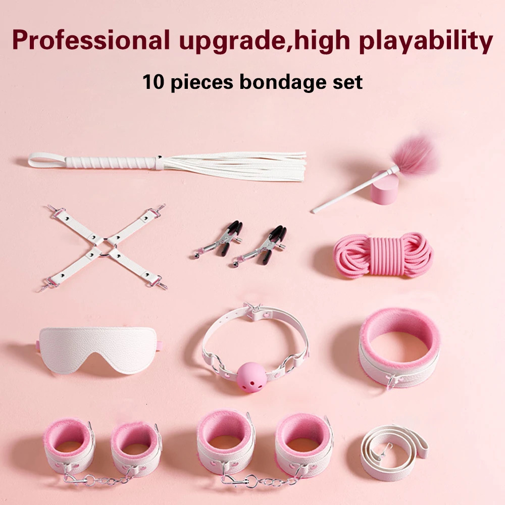 Bdsm Bondage Set Restraint Adult Game Handcuff Neck Collar Wrist Mouth Gag Strap Fetish SM Sex Toys for Woman Couples Product 250805