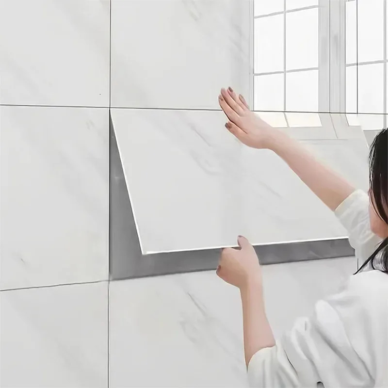 1020Pcs 30cmx60cm Selfadhesive Marble Tiles Sticker Waterproof Floor PVC Tile Kitchen Bathroom Wall Home Decor 250804