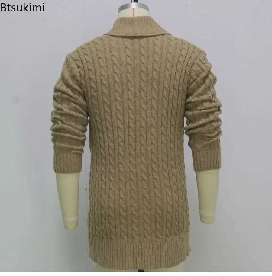 2025 Mens Knitted Cardigan Jacket Coats Spring Autumn Slim Fit Cardigan Coat Male British Style Button Long Sleeve Men Clothing XJ250805