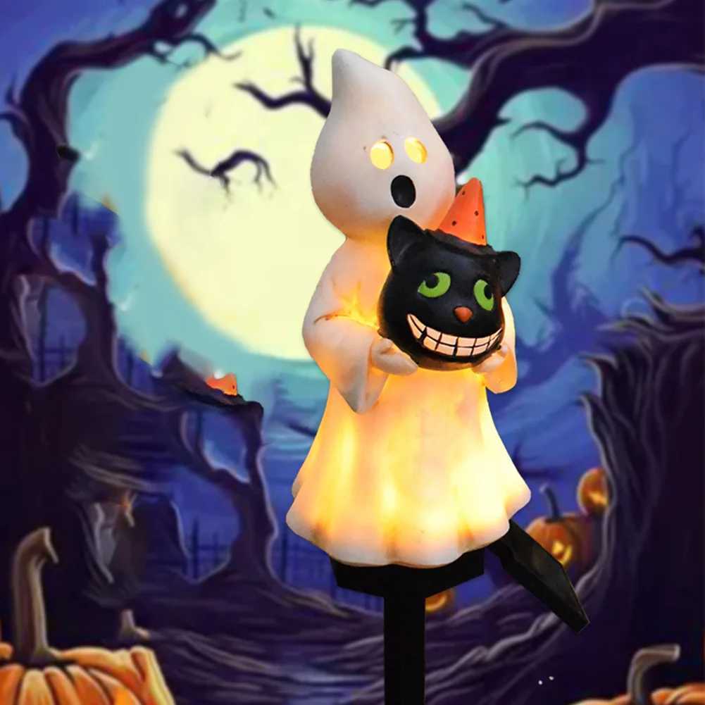 Solar Halloween Ghost Stake Light Resin Pumpkin Pathway Light Outdoor Solar Lamp for Garden Yard Lawn Halloween DecorationsXJ250804
