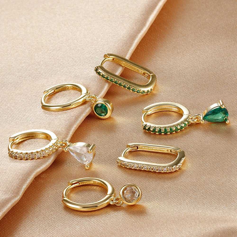 3PCS Fashion Stainless Steel Water Drop Zircon Dangle Earrings Set for Women Gold Plated U-shape Earring Piercing Jewelry Y250804