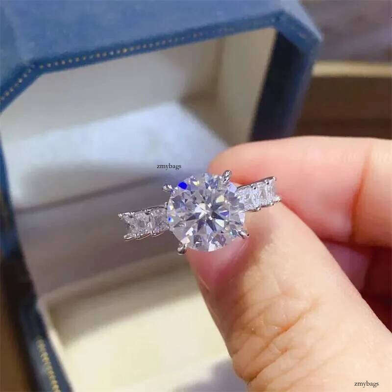 Platinum PT950 new 3 carat D color moissanite micro-set womens dia ring with certificate black card