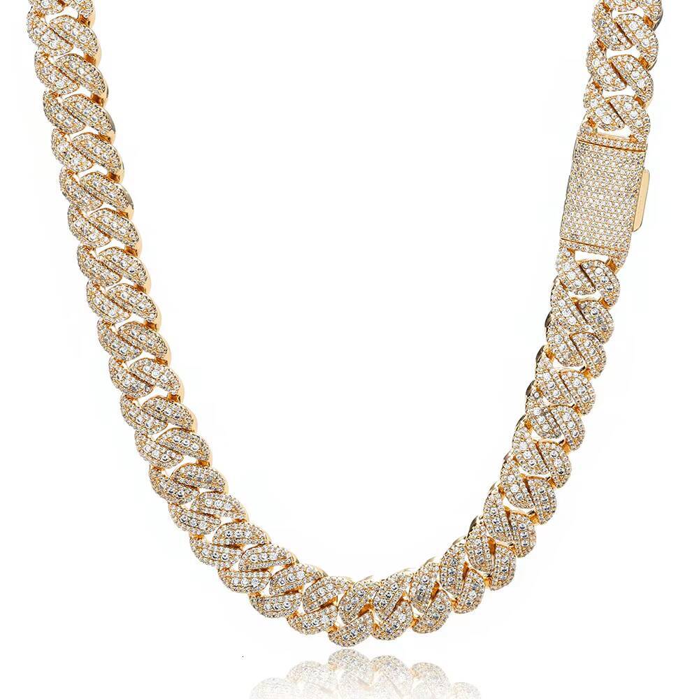 NUOYA 14MM Miami Cuban Link Chain Necklace Custom Iced Out Diamond Silver Plated Luxury Hip Hop Jewelry