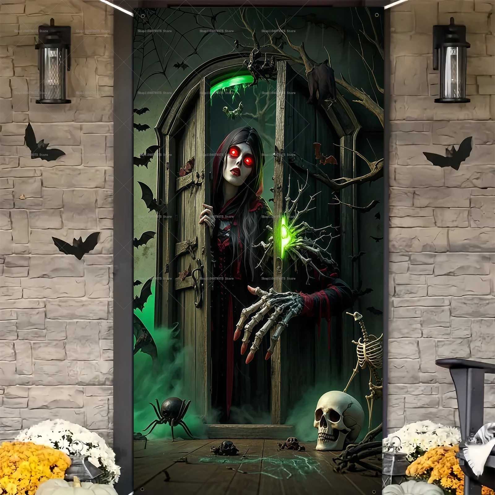 Halloween Party Decorations Spooky 2D Door Banner Party Skull Pumpkin Wizard Porch Banner Photo Booth Frame Prop SuppliesXJ250804