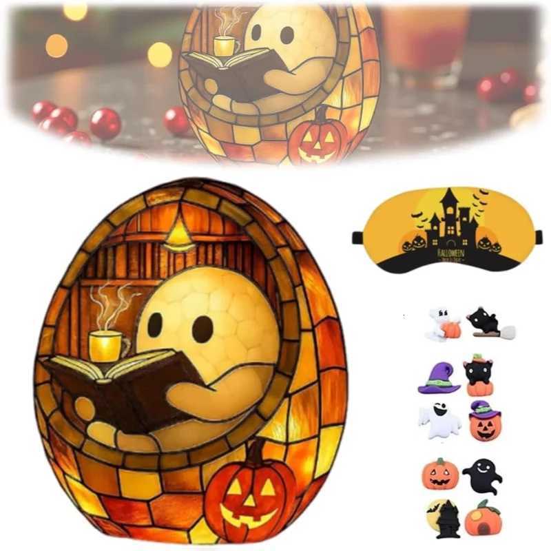 Ghost Reading Book Lamp Handmade Halloween Ghosts Reading Night Light Up Halloween Decor Ghost Flickering Nightlight For Readers XJ250804