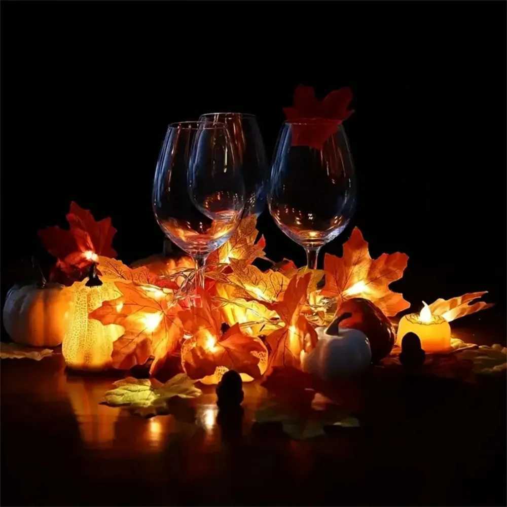 1PC 1.5M10LED/3M20LED Red Maple Leaf Light String Battery Powered (without Battery) Used for Halloween Autumn Harvest Decoration XJ250804
