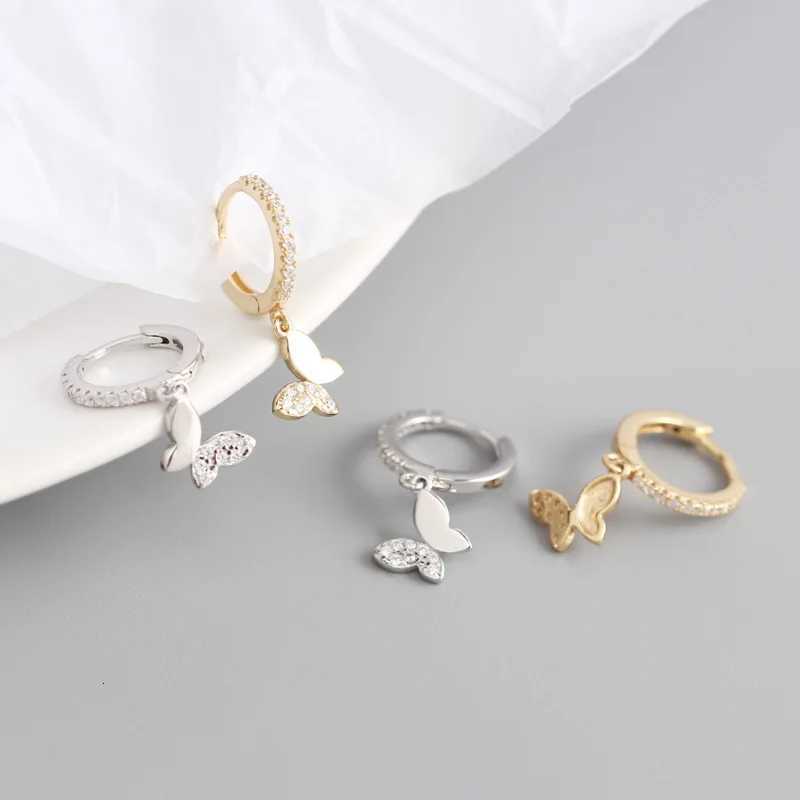 925 Sterling Silver Butterfly Hoop Earrings for Women Shiny CZ Gold Silver Jewelry Gifts Y250804