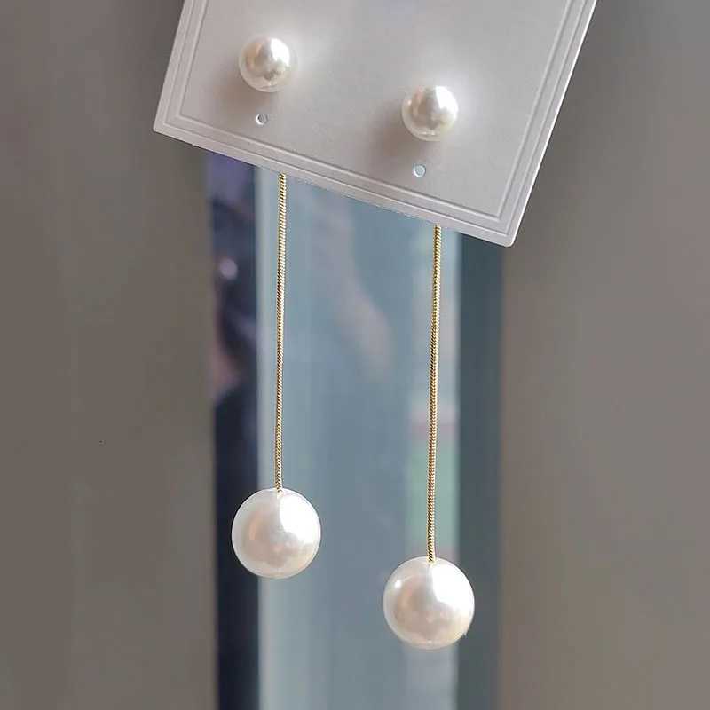 Korean Long Tassel Simulated Pearl Drop Earrings for Women Gift Bijoux Korean Jewelry OL Earrings Y250804