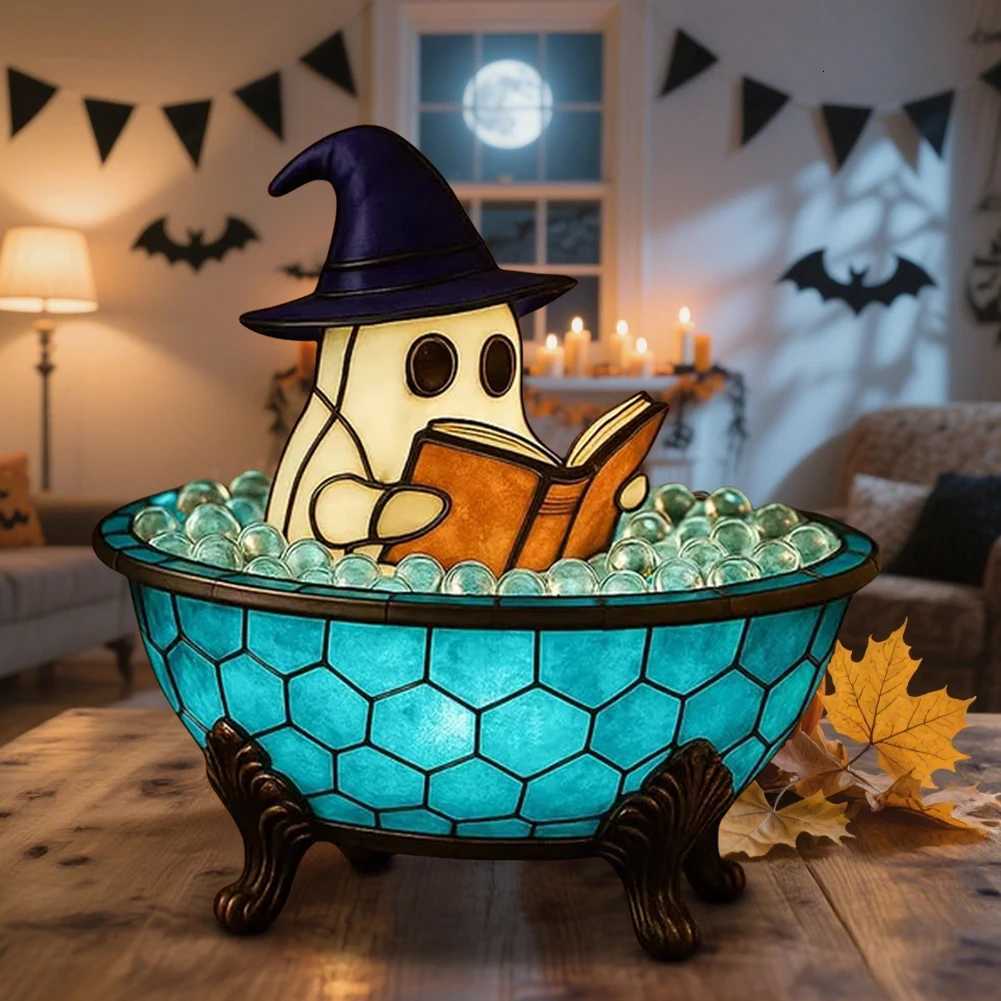 Ghost Bubble Bath Lamp Color-Changing Halloween Ghost Night Light Cute LED Lamp for Halloween Party Decorations Lamp Gifts XJ250804