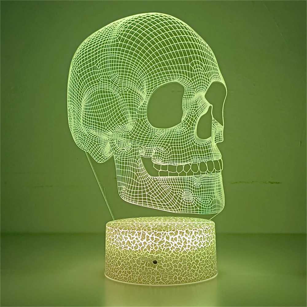 3D Skeleton Illusion Lamp LED Desk Table Lamp Skull Night Light Best Christmas Halloween Birthday Gift for Children Baby Boys XJ250804