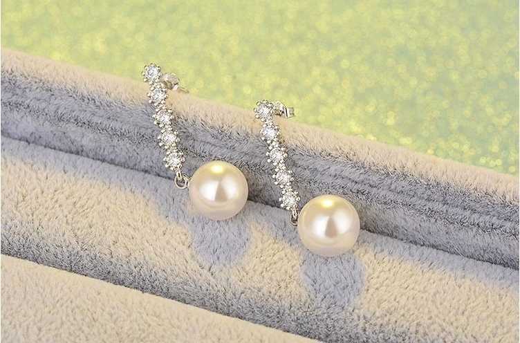 925 Silver Needle Earrings Jewelry Fashion Shining CZ Zirconia Pearl Ball Stud Earrings for Women Birthday Gifts Y250804