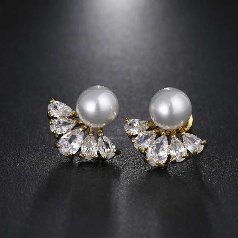 Fashion Elegant Women Imitation Pearl Stud Earrings With AAA Cubic Zircon Shining Studs Ear Indian Jewelry Earrings AE457 Y250804