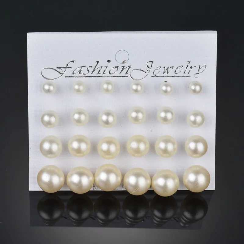 12 pairs/set Female Pearl Earrings Set For Women Bohemian Geometric Stud Earrings for Women Fashion Jewelry Gifts Y250804