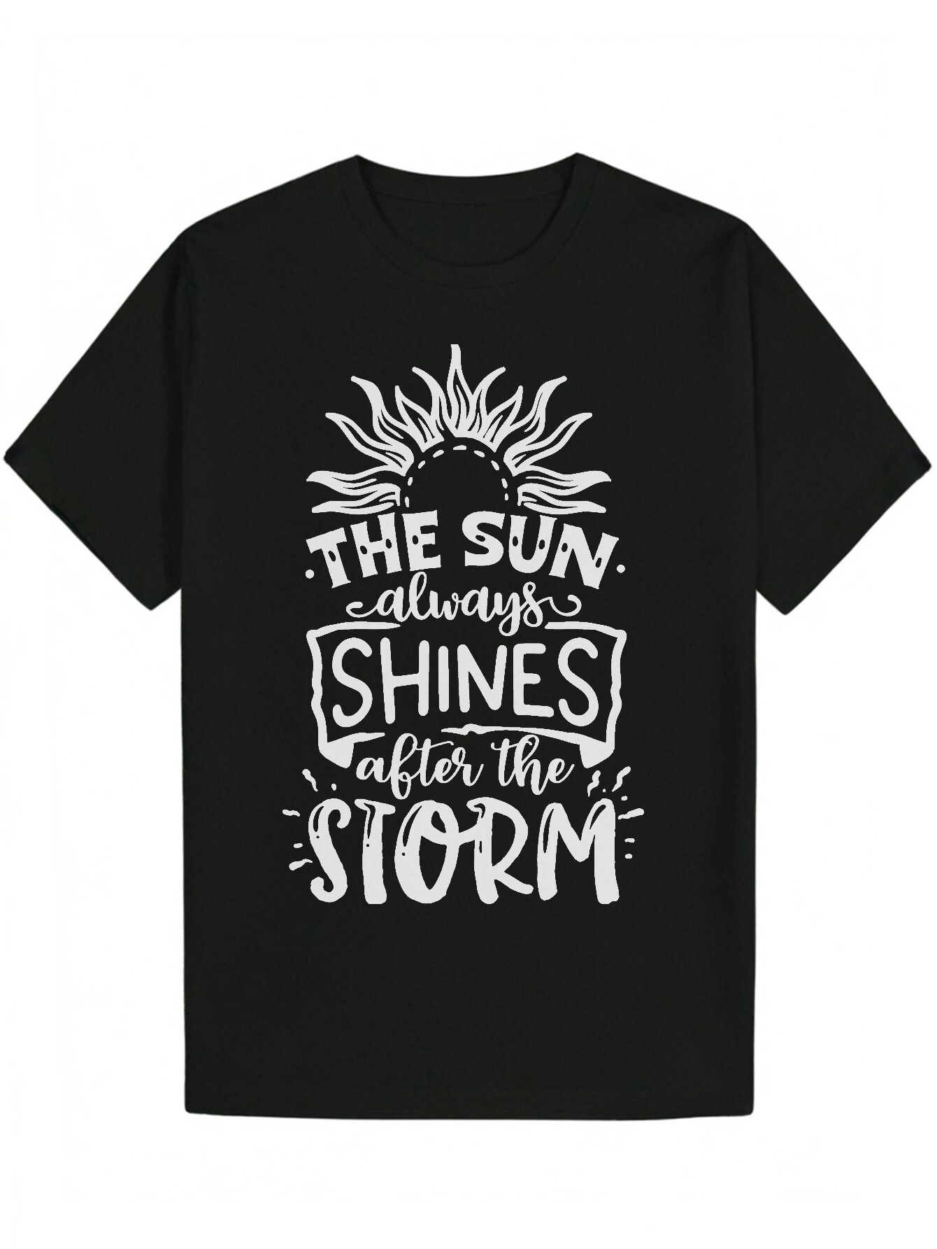Men's Summer Casual Round Neck Polyester Letter T-Shirt 8434b
