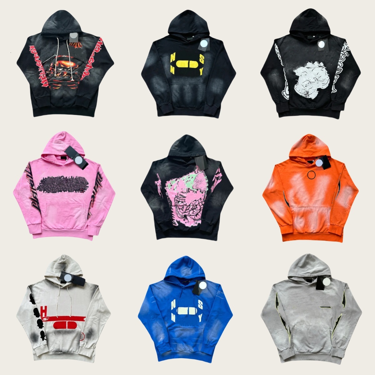 Designer Helles Mens Zip Up Hoodie For Man Woman Hell Tracksuits Sports Suit Pants Pullover Vintage Street Graffiti Sweatshirts T88 Aa