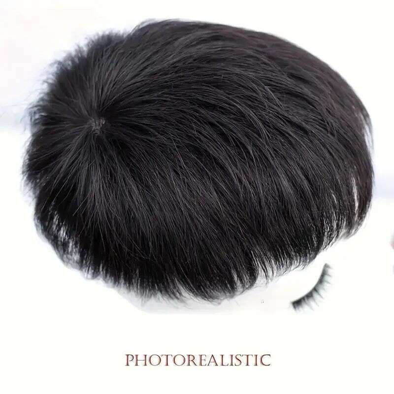 Synthetic Top Replacement Pieces, Middle Aged And Elderly Wigs, Short Straight Hair, Chemical Fiber Men's Hair Pieces