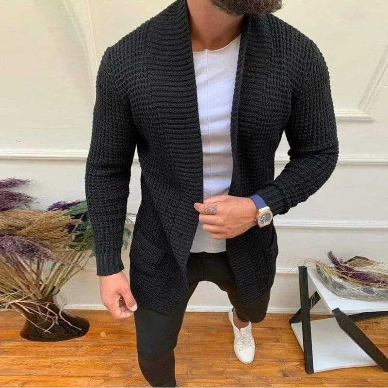 New luxury and fashionable mens outerwear fashionable and casual long sleeved solid color cardigan knitted sweater mens outerwear XJ250805