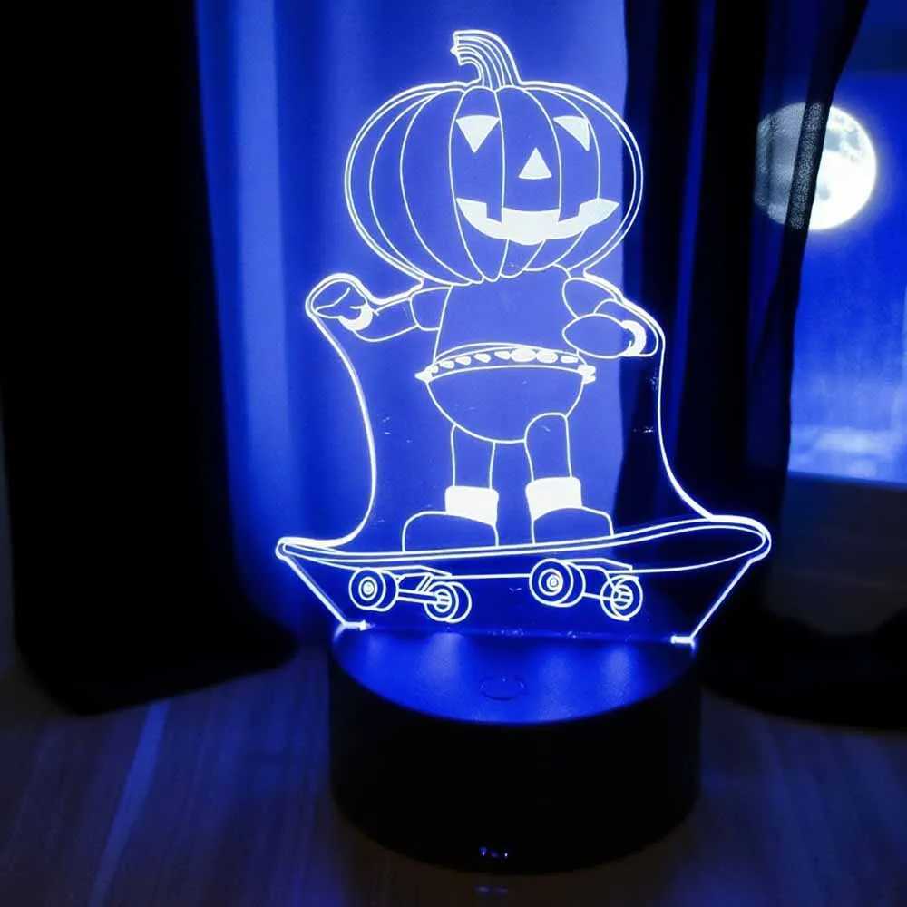 Halloween Pumpkin LED Night Light Bedroom Decoration Lamp Childrens Gift Lights 7/16 Color Dimming Bedside Table Lamps XJ250804