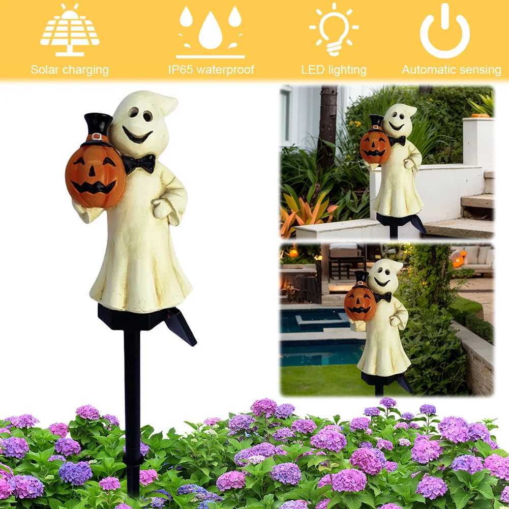 Outdoor Halloween Ghosts Pathway Light Waterproof Solar Pumpkin Stake Light for Christmas Halloween Party Decoration Night Light XJ250804