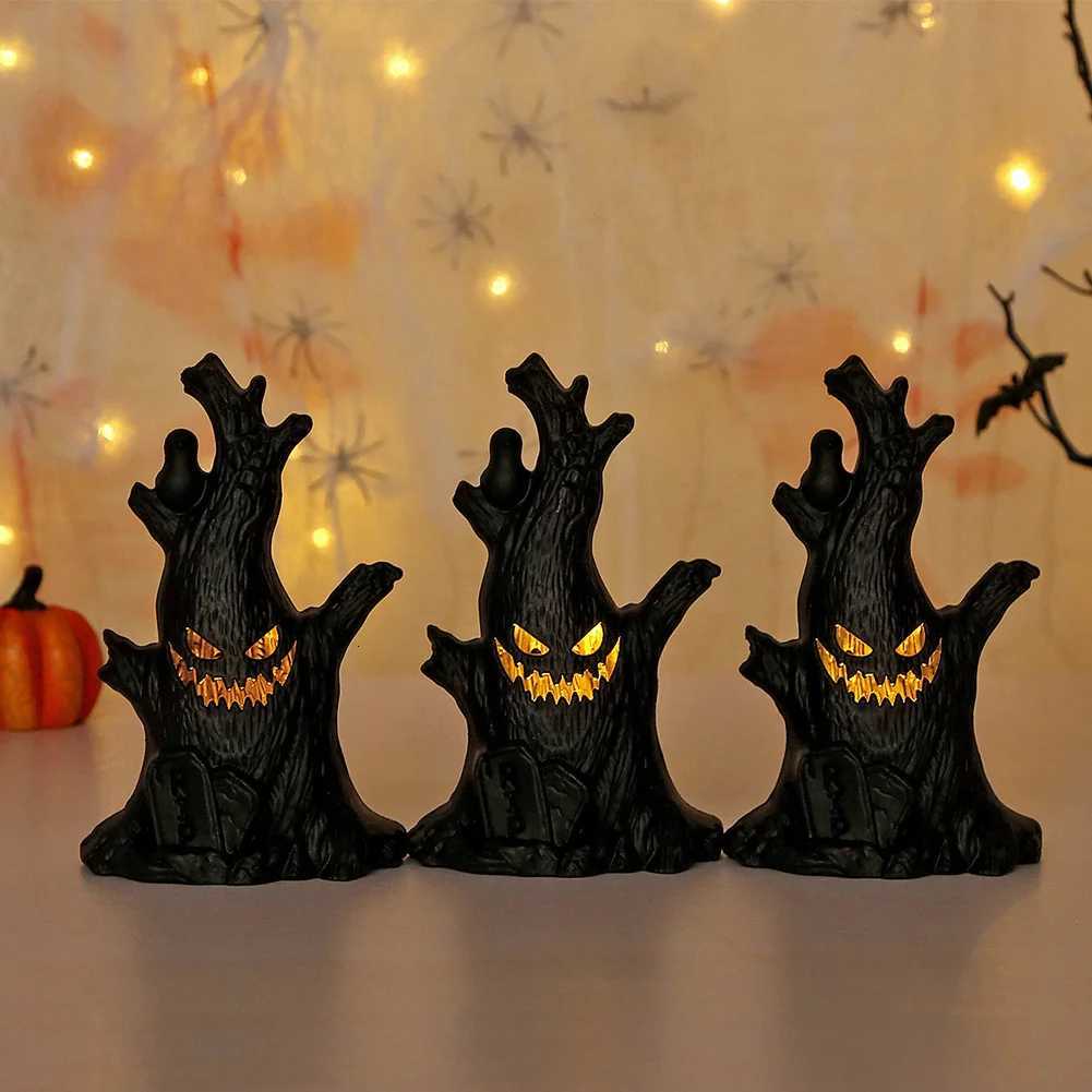 Halloween LED Ghost Face Tree Statue Battery Operated Ghost Tree Ornament Horror Tree Ornament for Haunted House Decoration XJ250804